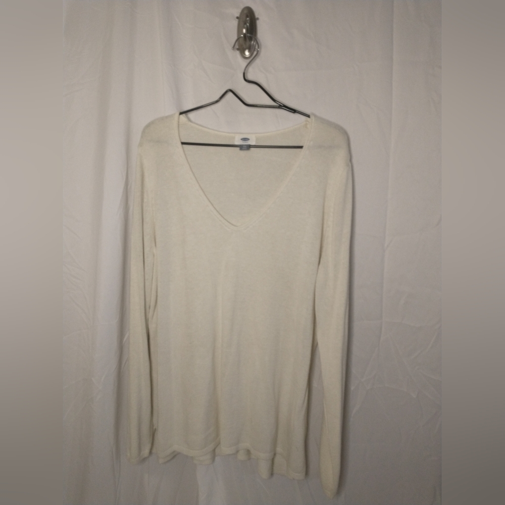 Women's Old Navy Cream V Neck Long Sleeve Sweater 2X